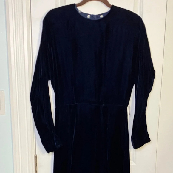 Vintage 90s Heritage House Dark Blue Velvet Holiday Christmas Festive Maxi dress - Picture 11 of 11